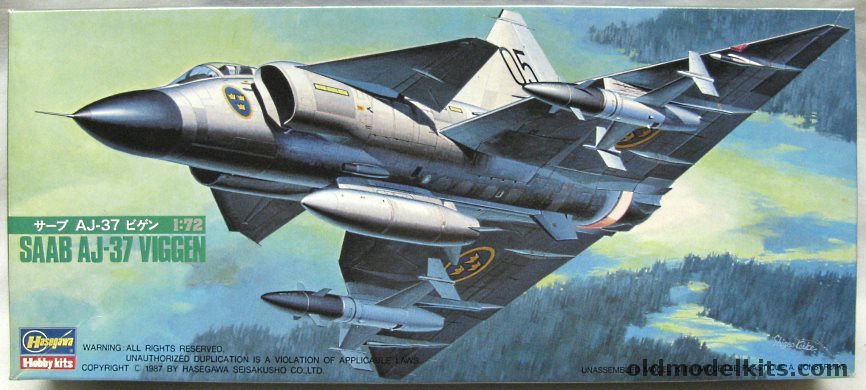 Hasegawa 1/72 Saab AJ-37 Viggen, 609 plastic model kit